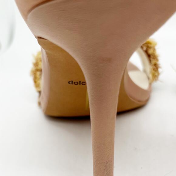 Dolce Vita Hyper Suede & Embellished Raffia High Heel Sandals Size 9 Tan Blue - Picture 9 of 9